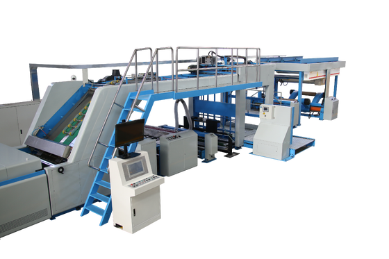 High Speed Flute Laminator Machine with 150m/min Maximum Line Speed, Servo Synchronous Cross-Cutting, and 12000P/h Maximum Laminating Speed
